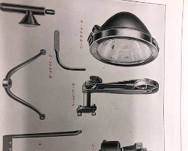 1915 Crane Simplex Gentlemans Speedster 2017-11-18 IMG_8126 Horn, headlight, and headlight bracket as seen in a factory sales brochure.