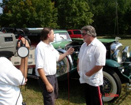 DSC02745 Dick Shappy being interviewed for the local TV after winning "Best Of Show" 1934 Duesenberg J-505 Convertible Sedan, Body by Derham, 56th annual Fairfield...